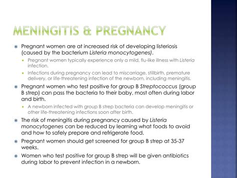 meningitis and pregnancy exposure
